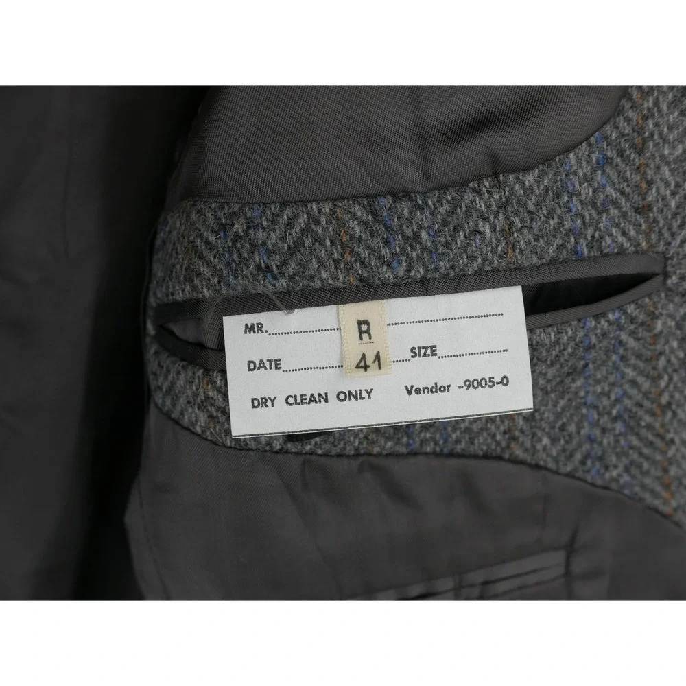 Vintage Woodmere Blazer Sport Coat Gray Herringbone Wool Tweed Men's 41R
